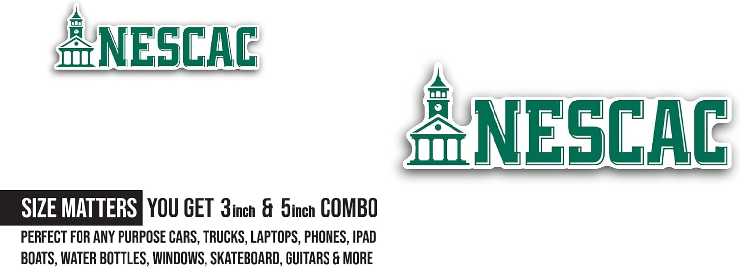 2 (Pieces) 3" and 5" New England Small C0llege Athletic Conference Sticker, Waterproof Vinyl Decals for Many Purpose Like Cars, Trucks, Laptops, Phones, Windows and More