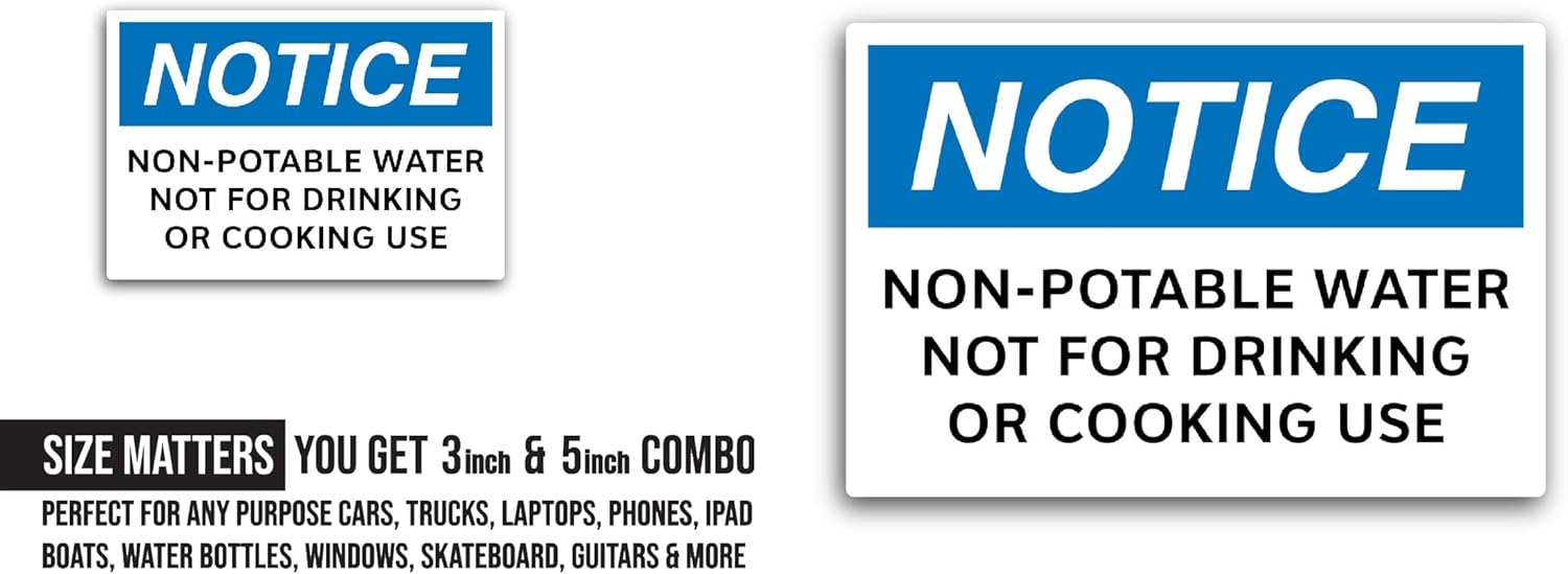 2 (Pieces) 3" and 5" Non-Potable Water Sticker, Waterproof Vinyl Decals for Many Purpose Like Cars, Trucks, Laptops, Phones, Windows and More