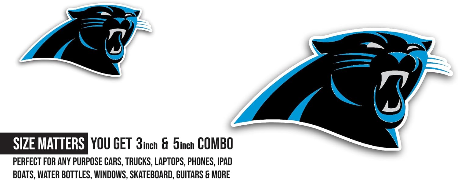 2 (Pieces) 3" and 5" Car0lina Panthers Decal Sticker, Waterproof Vinyl Decals for Many Purpose Like Cars, Trucks, Laptops, Phones, Windows and More