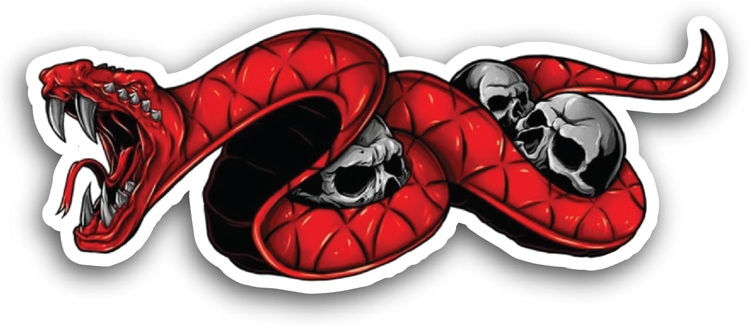 2 (Pieces) 3" and 5" Skull and Cobra Sticker, Waterproof Vinyl Decals for Many Purpose Like Cars, Trucks, Laptops, Phones, Windows and More