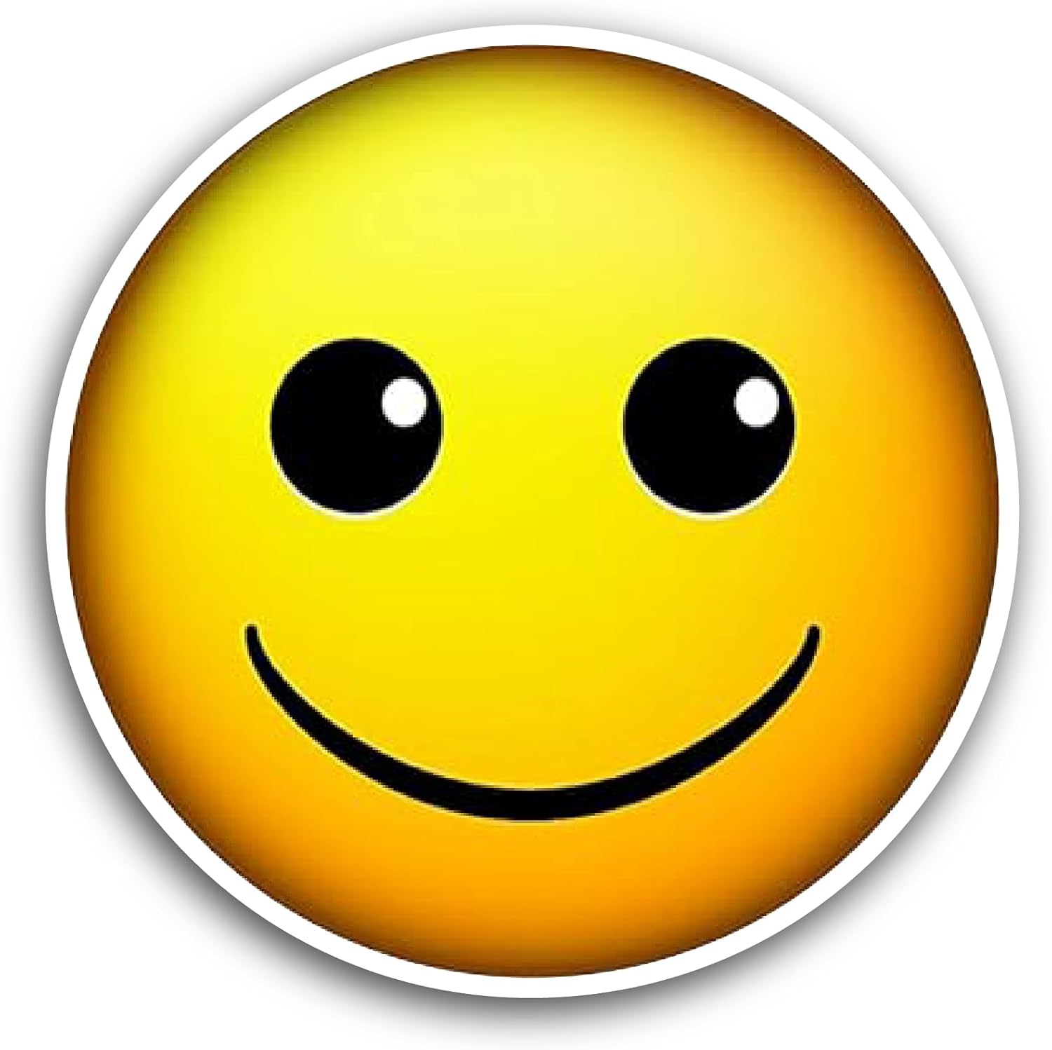 2 (Pieces) 3" and 5" Happy Smiley Face Text Sticker, Waterproof Vinyl Decals for Many Purpose Like Cars, Trucks, Laptops, Phones, Windows and More