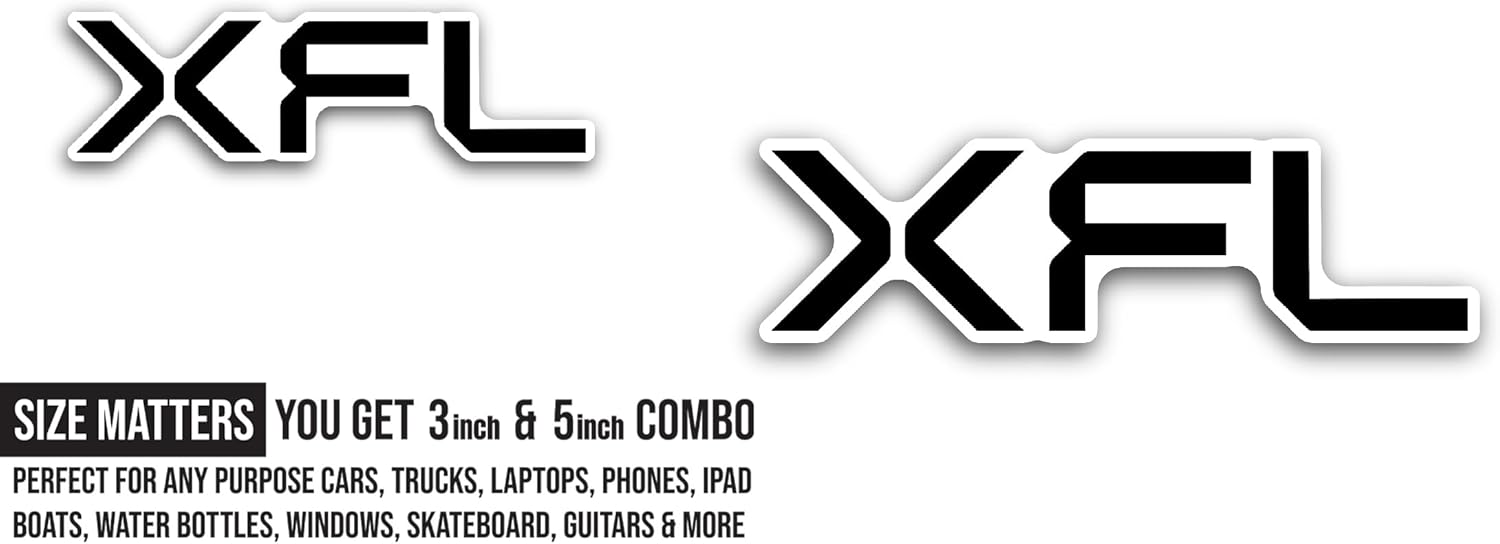2 (Pieces) 3" and 5" XFL Sticker, Waterproof Vinyl Decals for Many Purpose Like Cars, Trucks, Laptops, Phones, Windows and More