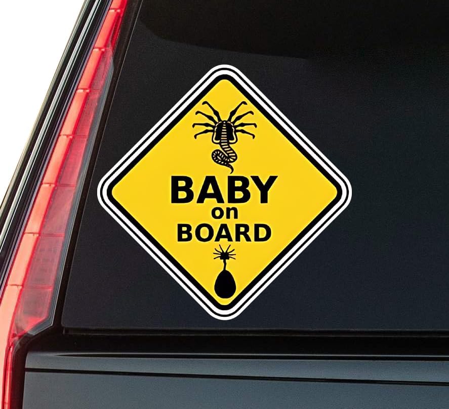 Baby On Board Sign Window Vinyl Decal Sticker 6" (White), Waterproof Vinyl Decals for Many Purpose Like Cars, Trucks, Laptops, Phones, Windows and More
