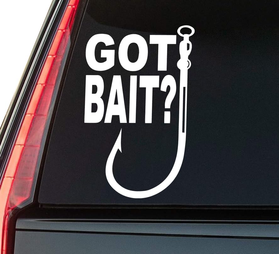 Got Bait Window Vinyl Decal Sticker 6" (White), Waterproof Vinyl Decals for Many Purpose Like Cars, Trucks, Laptops, Phones, Windows and More