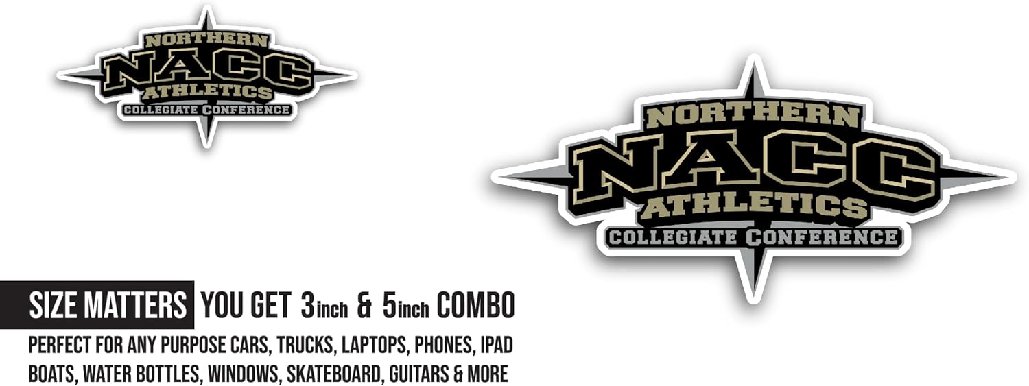 2 (Pieces) 3" and 5" N0rthern Athletics Collegiate Conferenc Sticker, Waterproof Vinyl Decals for Many Purpose Like Cars, Trucks, Laptops, Phones, Windows and More