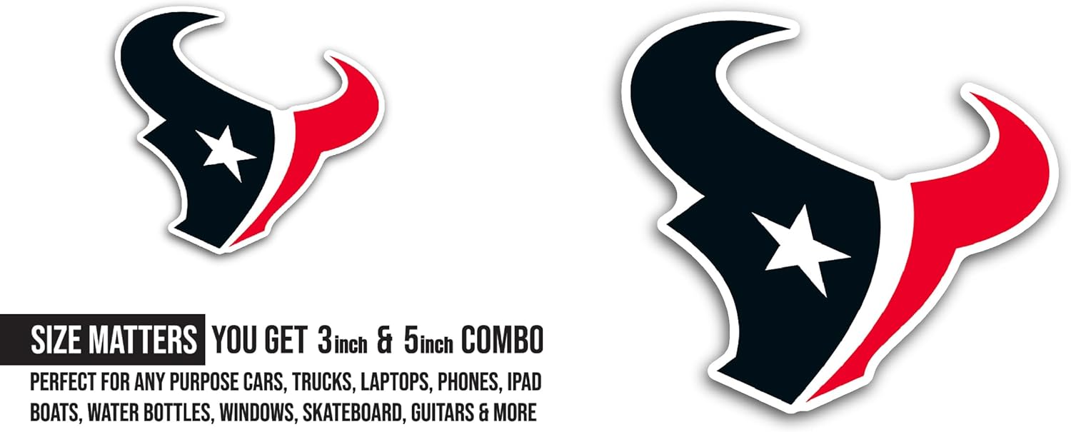 2 (Pieces) 3" and 5" H0uston Texans Decal Sticker, Waterproof Vinyl Decals for Many Purpose Like Cars, Trucks, Laptops, Phones, Windows and More