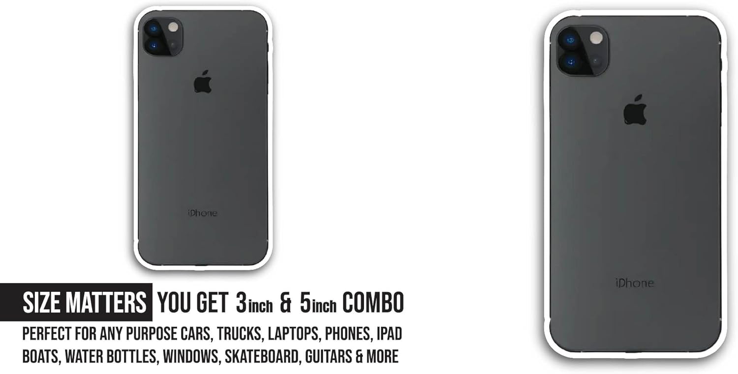 2 (Pieces) 3" and 5" Smartphone Sticker, Waterproof Vinyl Decals for Many Purpose Like Cars, Trucks, Laptops, Phones, Windows and More