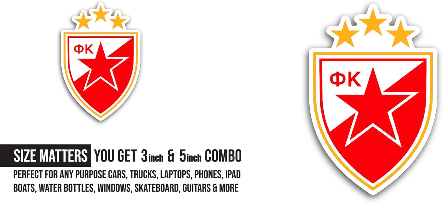 2 (Pieces) 3" and 5" Crvena Zv3zda Sticker, Waterproof Vinyl Decals for Many Purpose Like Cars, Trucks, Laptops, Phones, Windows and More