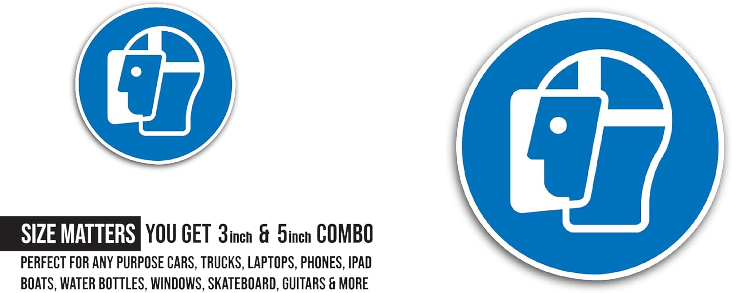 2 (Pieces) 3" and 5" Mandatory Sign Sticker, Waterproof Vinyl Decals for Many Purpose Like Cars, Trucks, Laptops, Phones, Windows and More