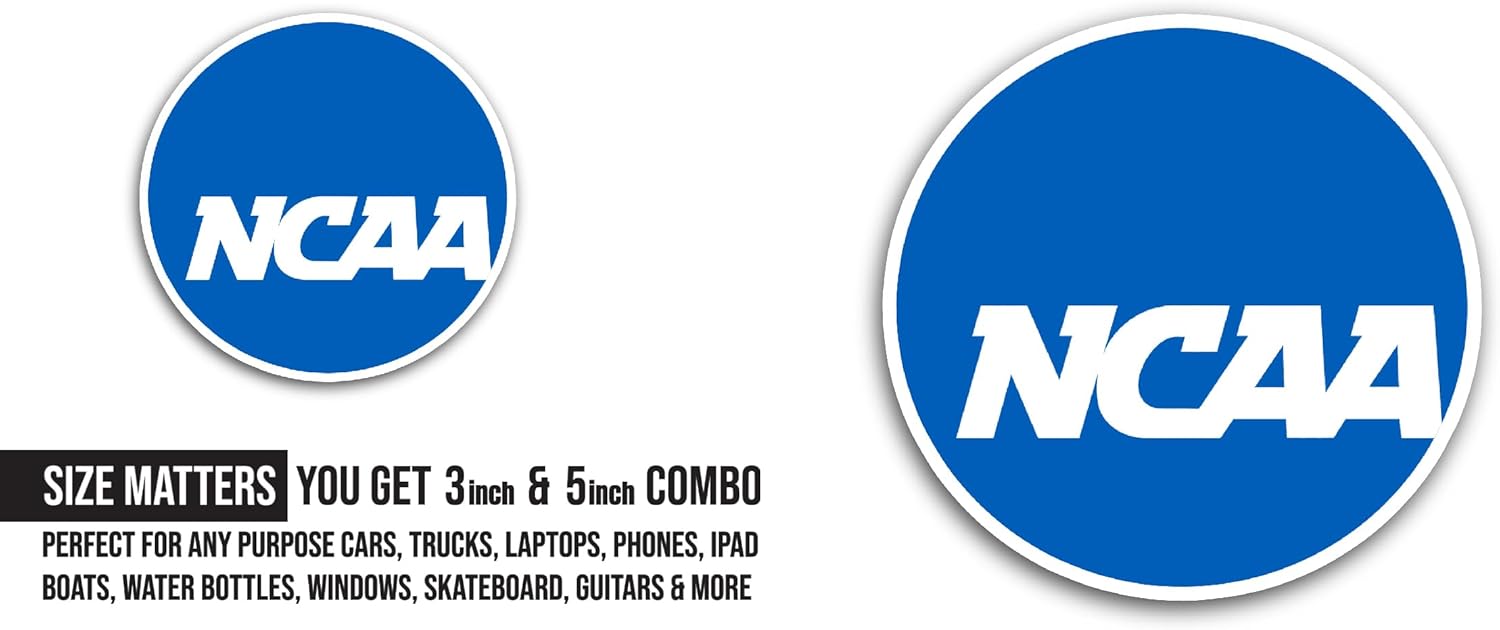 2 (Pieces) 3" and 5" National Collegiate Athletics Ass0ciation Sticker, Waterproof Vinyl Decals for Many Purpose Like Cars, Trucks, Laptops, Phones, Windows and More