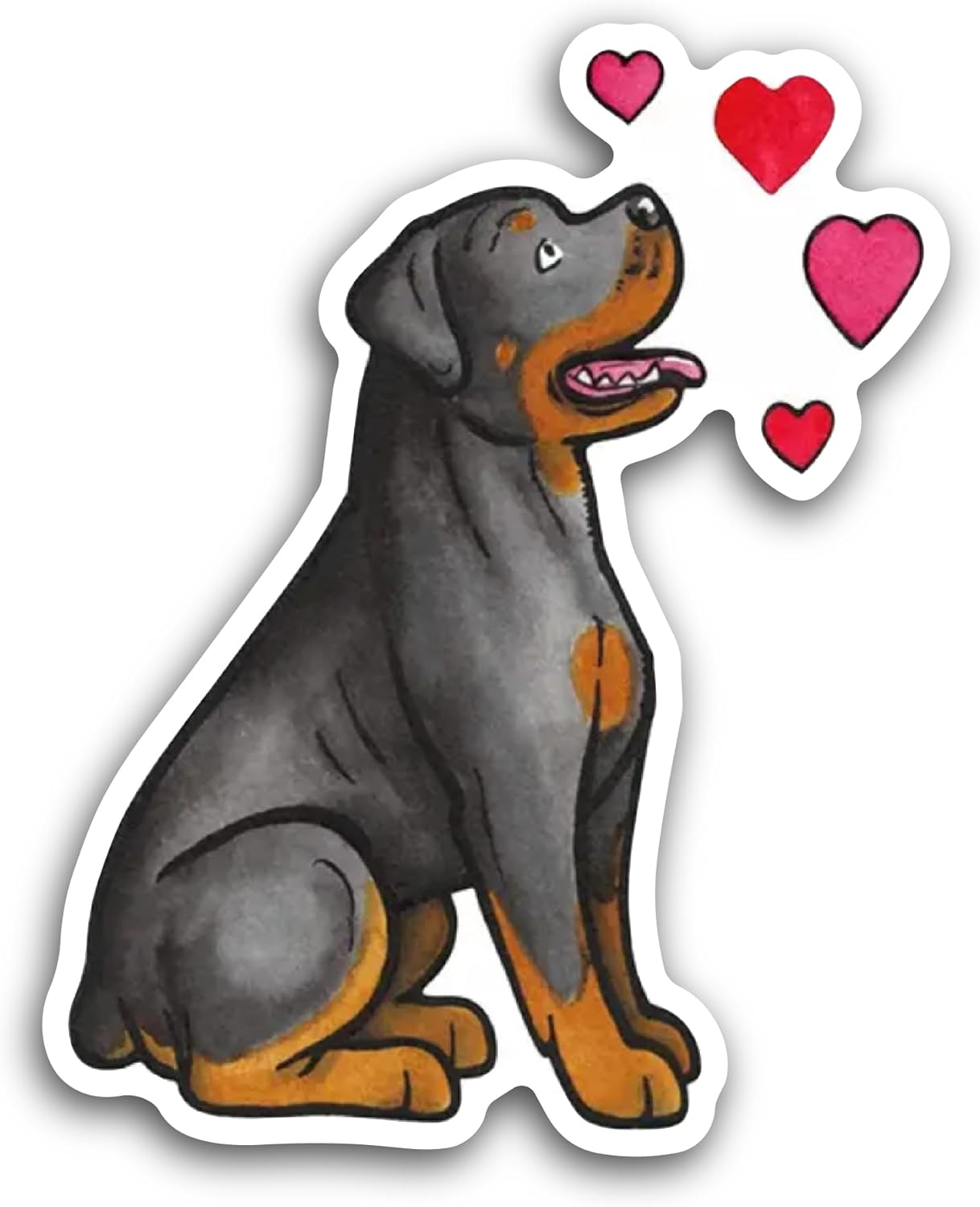 2 (Pieces) 3" and 5" Rottweiler Dog Love Sticker, Waterproof Vinyl Decals for Many Purpose Like Cars, Trucks, Laptops, Phones, Windows and More