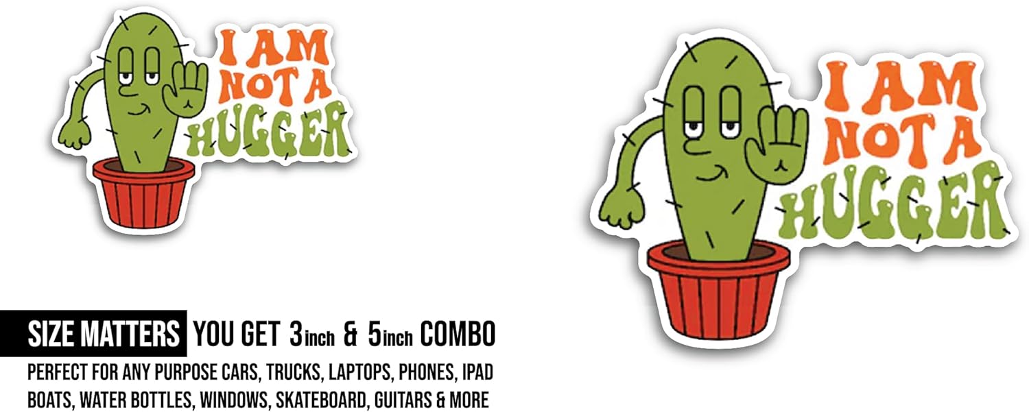 2 (Pieces) 3" and 5" I Am Not A Hugger Sticker, Waterproof Vinyl Decals for Many Purpose Like Cars, Trucks, Laptops, Phones, Windows and More