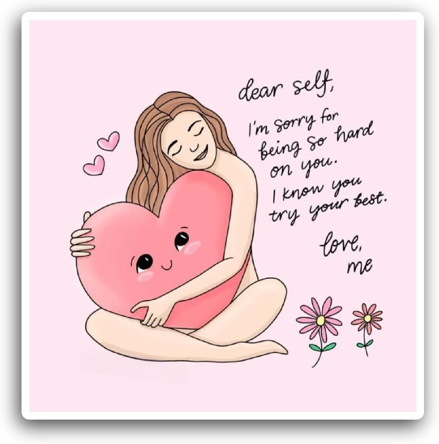 2 (Pieces) 3" and 5" Girl Holding Heart Sticker, Waterproof Vinyl Decals for Many Purpose Like Cars, Trucks, Laptops, Phones, Windows and More