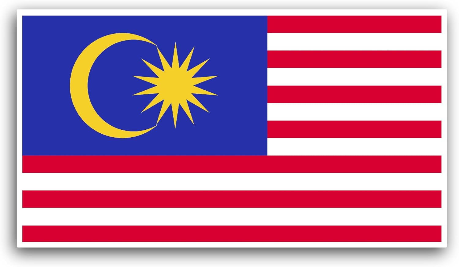2 (Pieces) 3" and 5" Malaysia Flag Sticker, Waterproof Vinyl Decals for Many Purpose Like Cars, Trucks, Laptops, Phones, Windows and More
