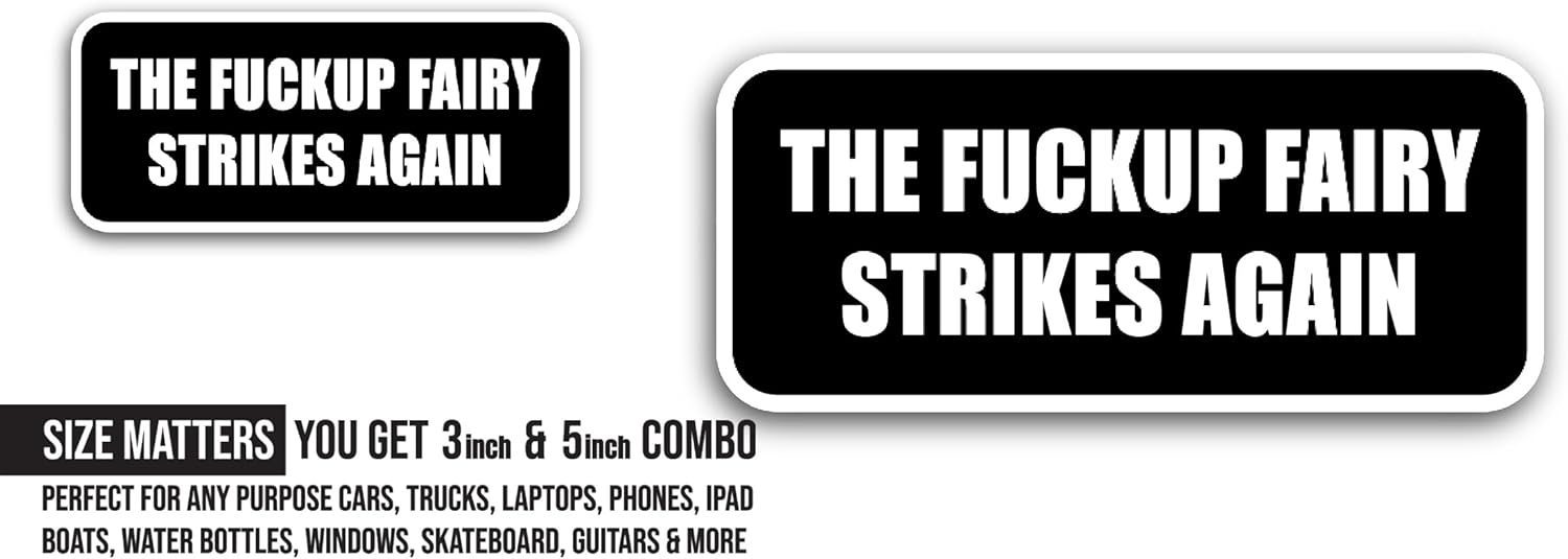2 (Pieces) 3" and 5" Strikes Again Sticker, Waterproof Vinyl Decals for Many Purpose Like Cars, Trucks, Laptops, Phones, Windows and More