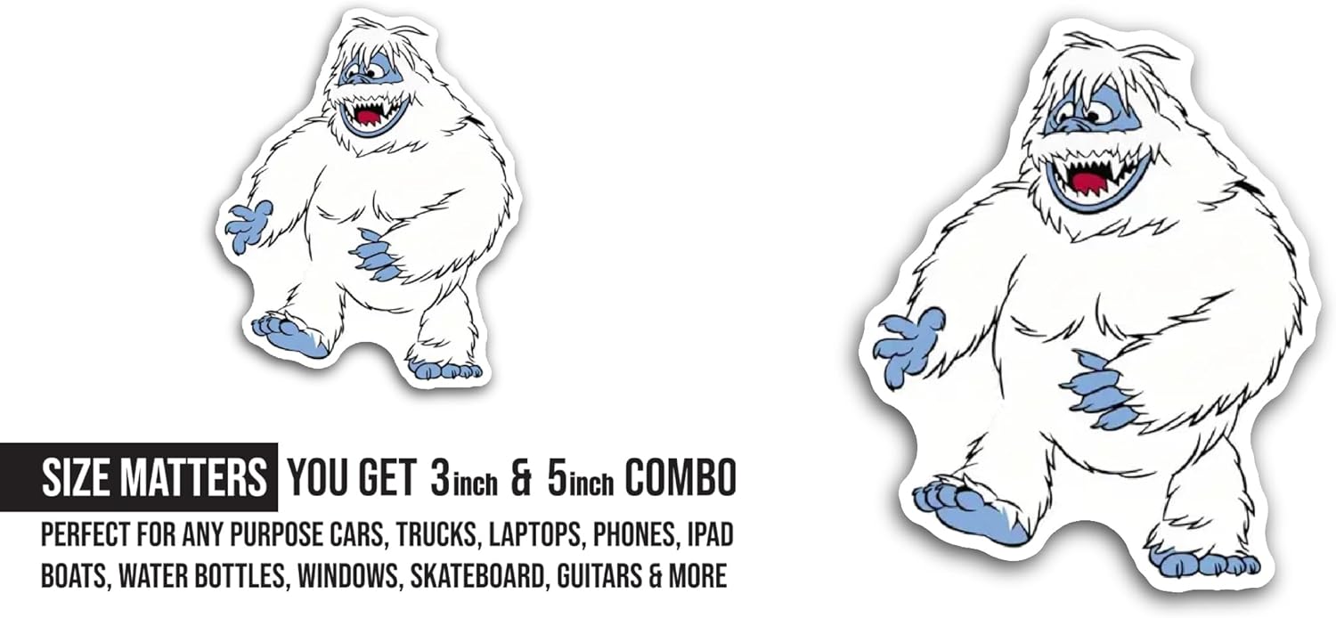 2 (Pieces) 3" and 5" Snow Beast Sticker, Waterproof Vinyl Decals for Many Purpose Like Cars, Trucks, Laptops, Phones, Windows and More