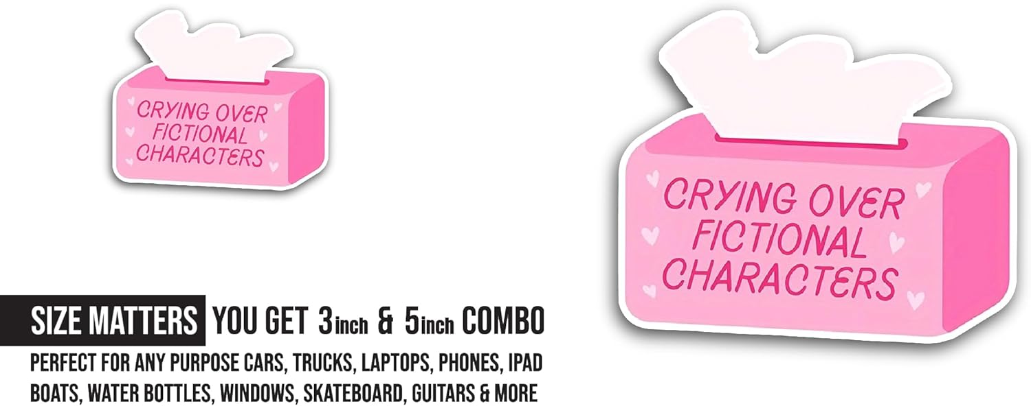 2 (Pieces) 3" and 5" Crying Over Sticker, Waterproof Vinyl Decals for Many Purpose Like Cars, Trucks, Laptops, Phones, Windows and More