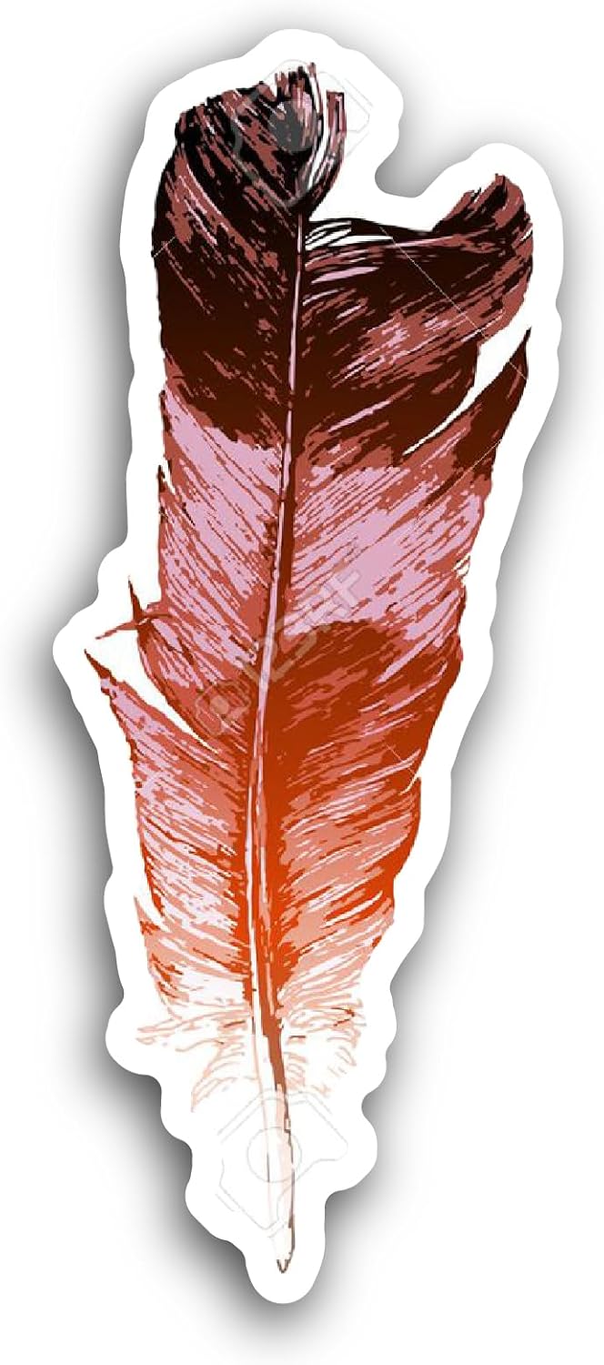 2 (Pieces) 3" and 5" Red Feather Sticker, Waterproof Vinyl Decals for Many Purpose Like Cars, Trucks, Laptops, Phones, Windows and More