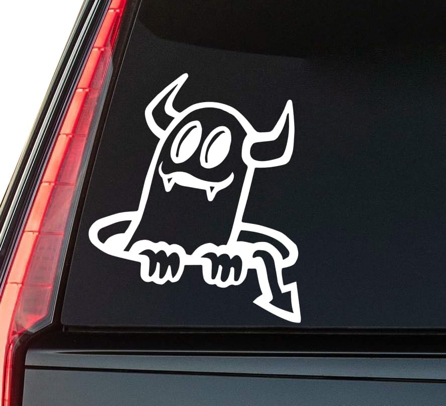 Cute Devil Window Vinyl Decal Sticker 6" (White), Waterproof Vinyl Decals for Many Purpose Like Cars, Trucks, Laptops, Phones, Windows and More