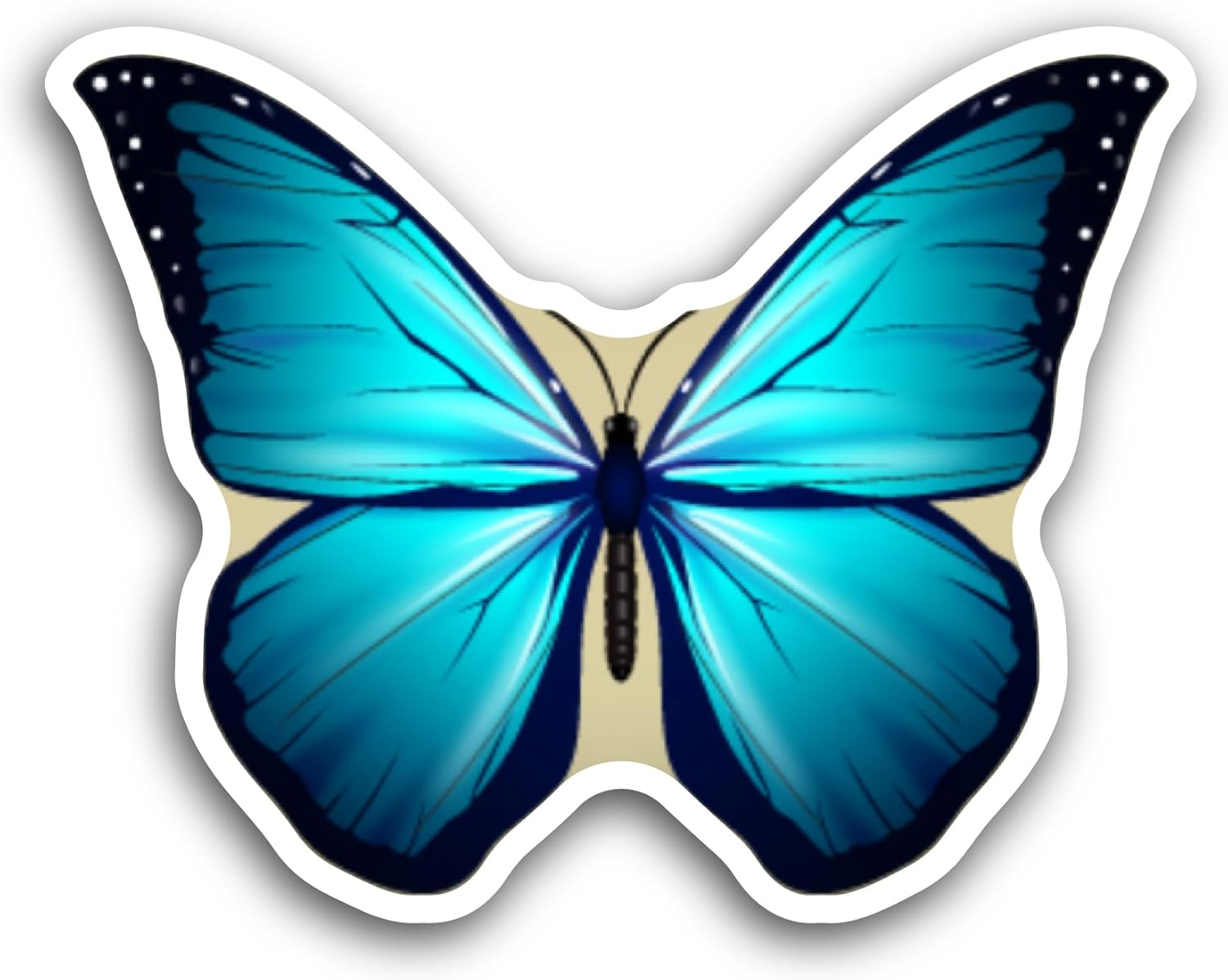 2 (Pieces) 3" and 5" Blue Morpho Butterfly Sticker, Waterproof Vinyl Decals for Many Purpose Like Cars, Trucks, Laptops, Phones, Windows and More