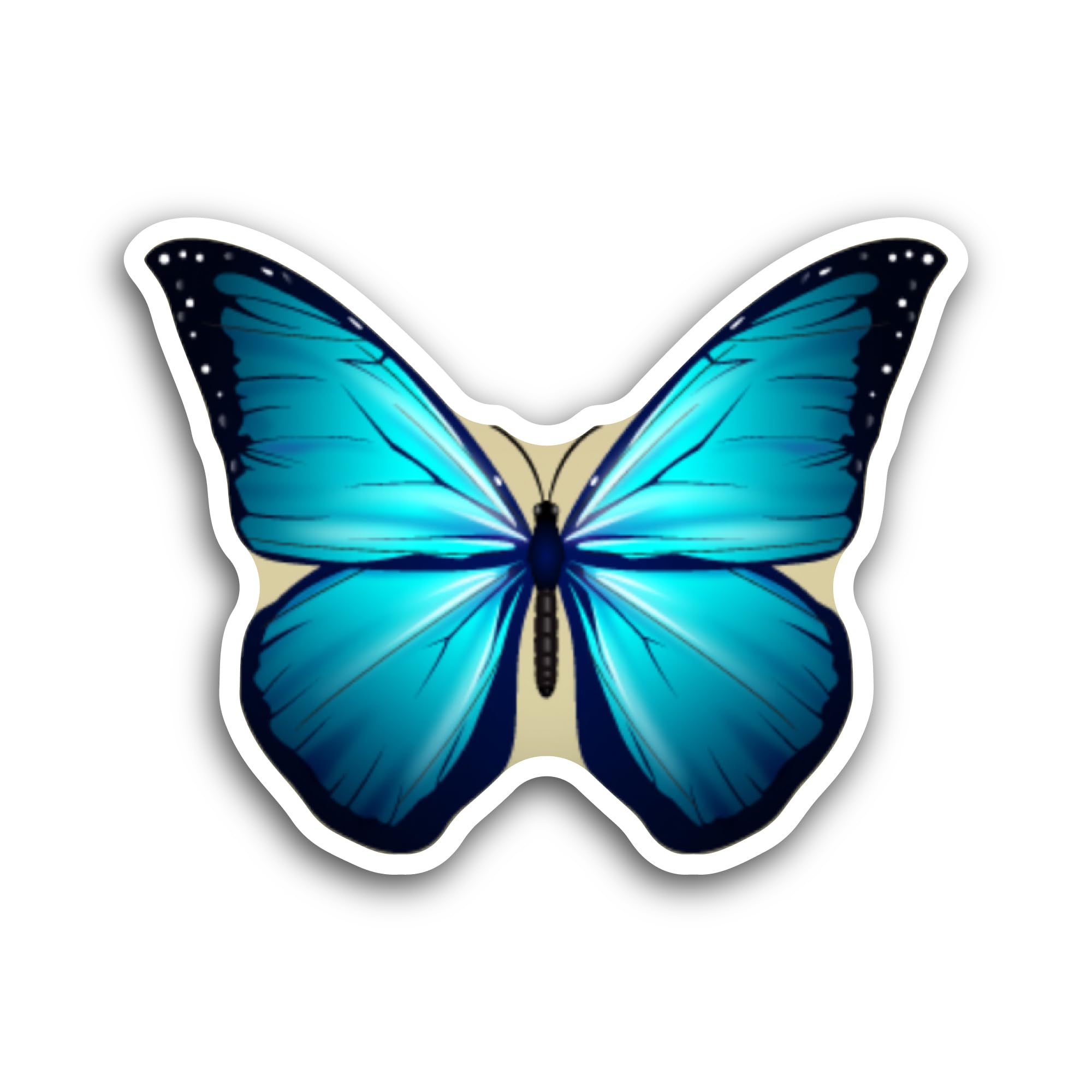 2 (Pieces) 3" and 5" Blue Morpho Butterfly Sticker, Waterproof Vinyl Decals for Many Purpose Like Ca