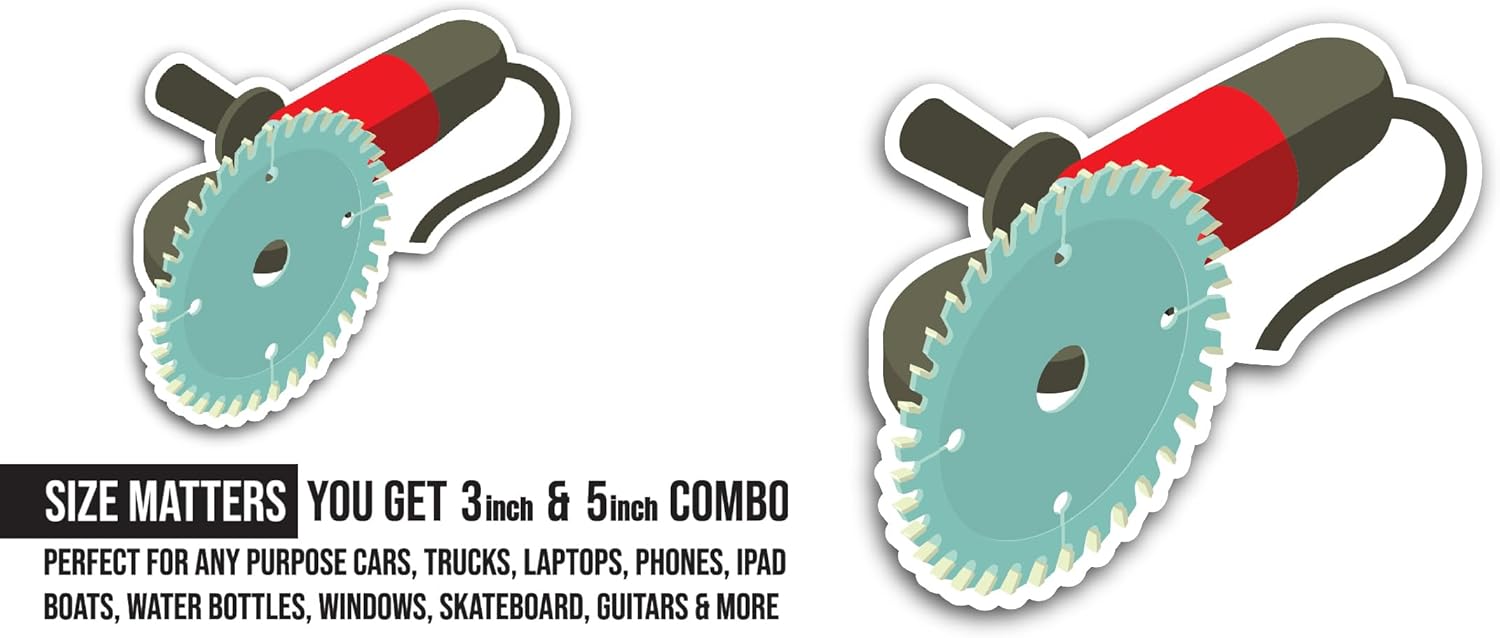 2 (Pieces) 3" and 5" Circular Saw Sticker, Waterproof Vinyl Decals for Many Purpose Like Cars, Trucks, Laptops, Phones, Windows and More