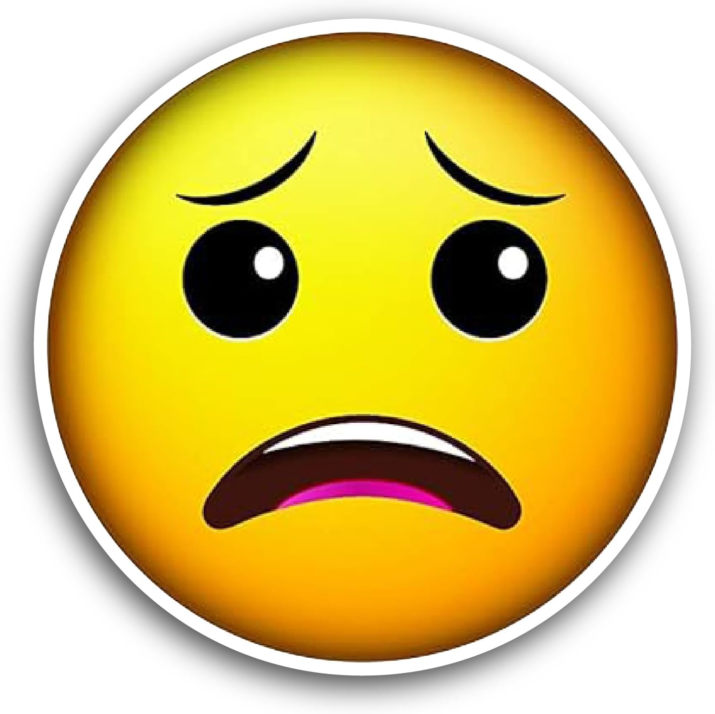 2 (Pieces) 3" and 5" Sad Face Sticker, Waterproof Vinyl Decals for Many Purpose Like Cars, Trucks, Laptops, Phones, Windows and More