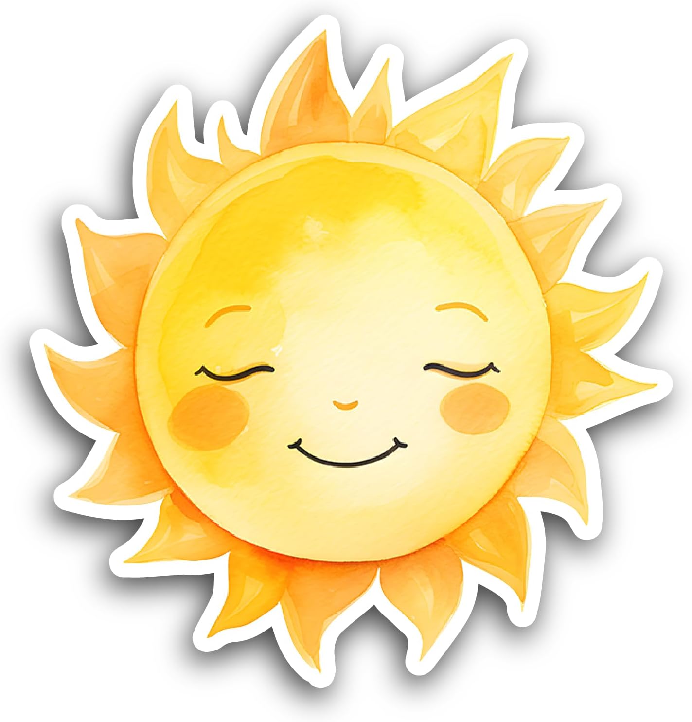 2 (Pieces) 3" and 5" Cute Happy Sun Sticker, Waterproof Vinyl Decals for Many Purpose Like Cars, Trucks, Laptops, Phones, Windows and More