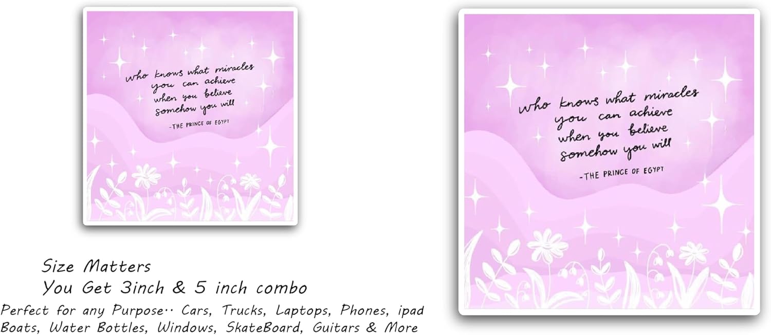 2 (Pieces) 3" and 5" Who Knows What Miracles You Can Achieve Text Sticker, Waterproof Vinyl Decals for Many Purpose Like Cars, Trucks, Laptops, Phones, Windows and More