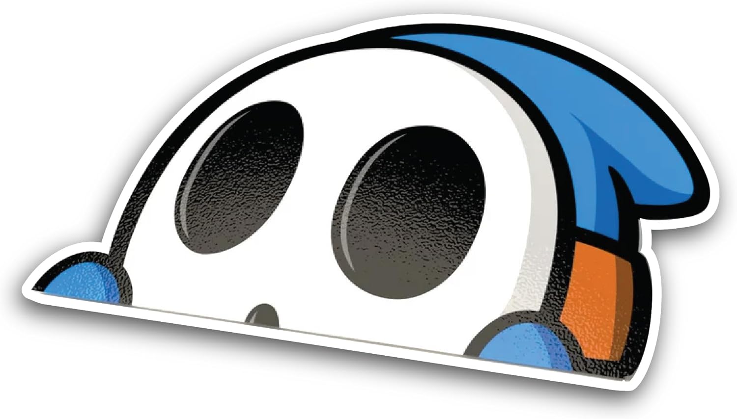 2 (Pieces) 3" and 5" Blue Cartoon Character Peeking Sticker, Waterproof Vinyl Decals for Many Purpose Like Cars, Trucks, Laptops, Phones, Windows and More