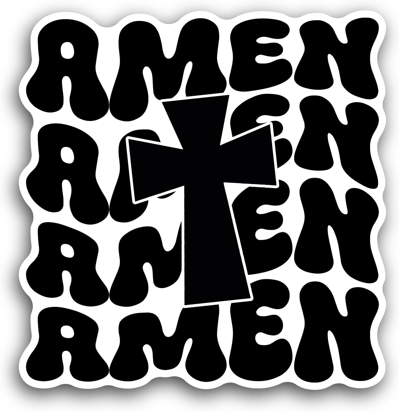 2 (Pieces) 3" and 5" Amen Text Sticker, Waterproof Vinyl Decals for Many Purpose Like Cars, Trucks, Laptops, Phones, Windows and More