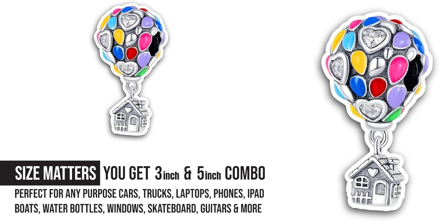2 (Pieces) 3" and 5" Silver House Pendant Sticker, Waterproof Vinyl Decals for Many Purpose Like Cars, Trucks, Laptops, Phones, Windows and More
