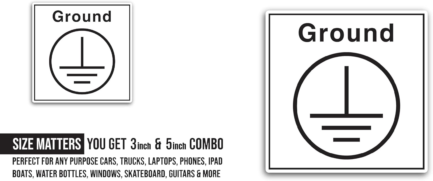 2 (Pieces) 3" and 5" Ground Sticker, Waterproof Vinyl Decals for Many Purpose Like Cars, Trucks, Laptops, Phones, Windows and More
