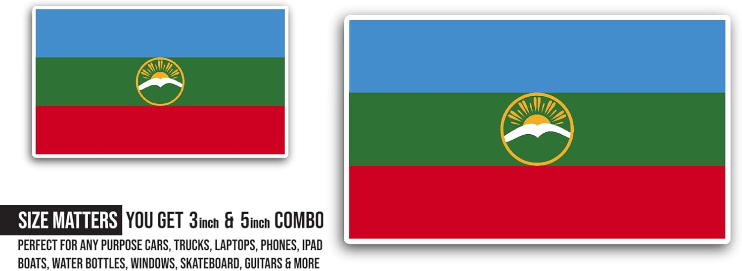 2 (Pieces) 3" and 5" Karachay - Cherkessia Flag Sticker, Waterproof Vinyl Decals for Many Purpose Like Cars, Trucks, Laptops, Phones, Windows and More