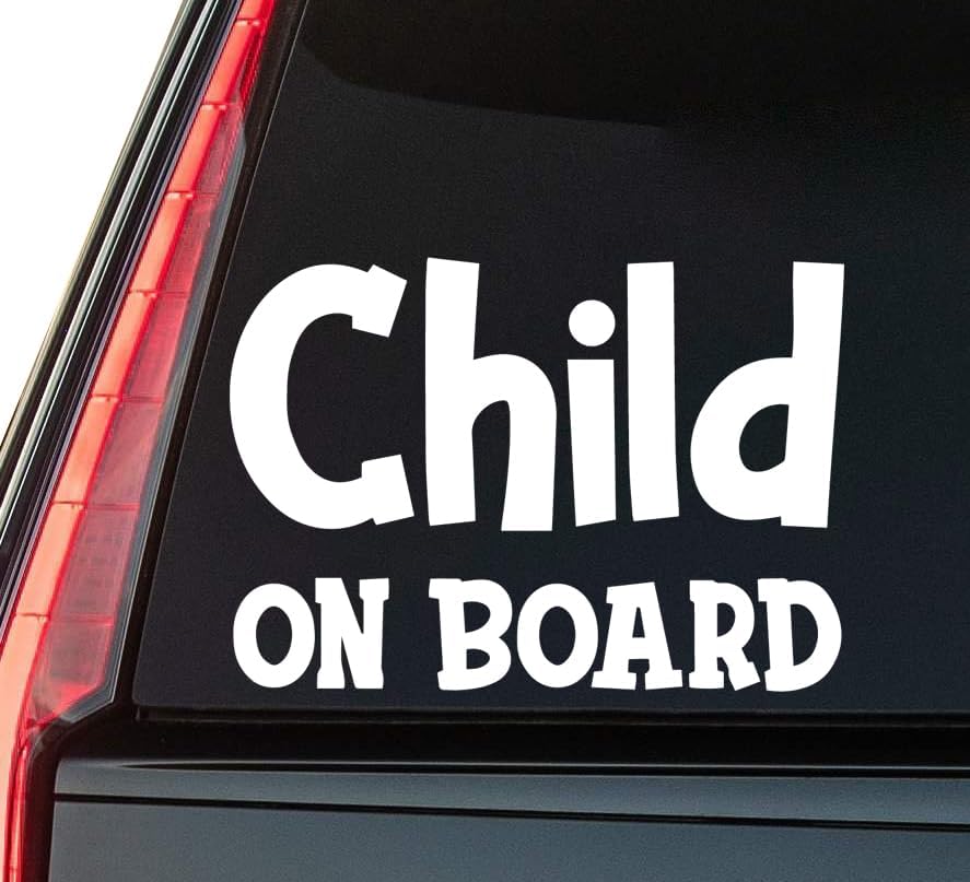 Child on Board Window Vinyl Decal Sticker 6" (White), Waterproof Vinyl Decals for Many Purpose Like Cars, Trucks, Laptops, Phones, Windows and More