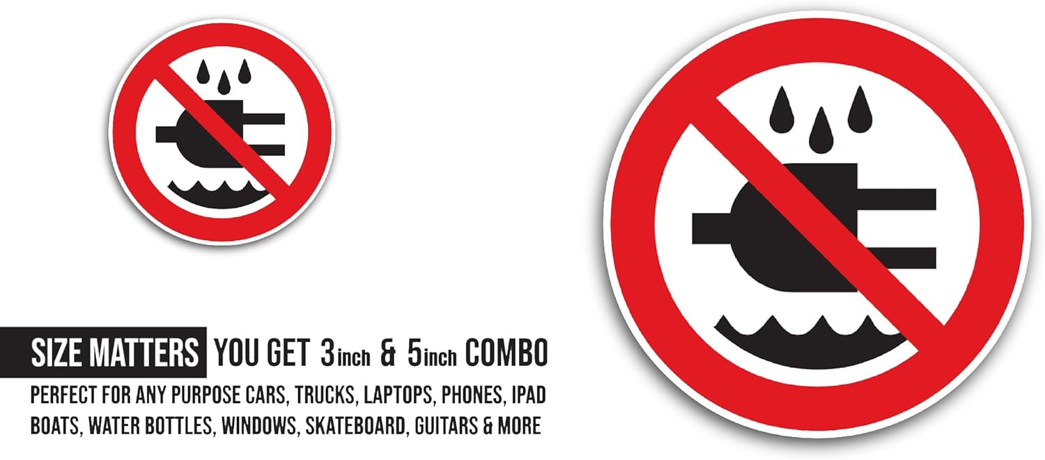 2 (Pieces) 3" and 5" Do Not Expose to Water Sticker, Waterproof Vinyl Decals for Many Purpose Like Cars, Trucks, Laptops, Phones, Windows and More