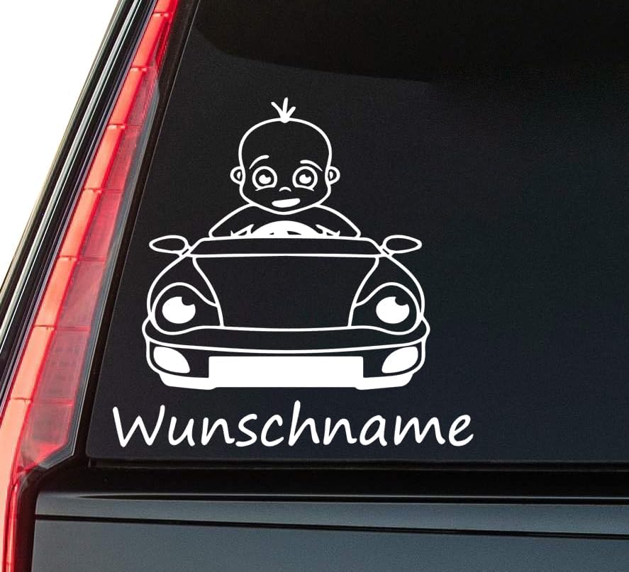 Wunschname Window Vinyl Decal Sticker 6" (White), Waterproof Vinyl Decals for Many Purpose Like Cars, Trucks, Laptops, Phones, Windows and More