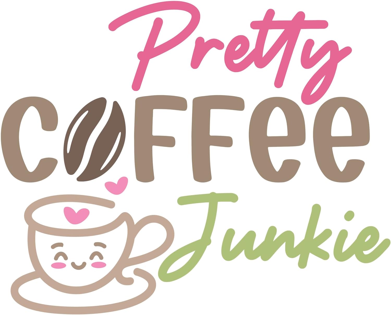 Inspirational Quote "Pretty Coffee Junkie" Motivational Sticker Vinyl Decal Motivation Stickers- 5" Vinyl Sticker Waterproof