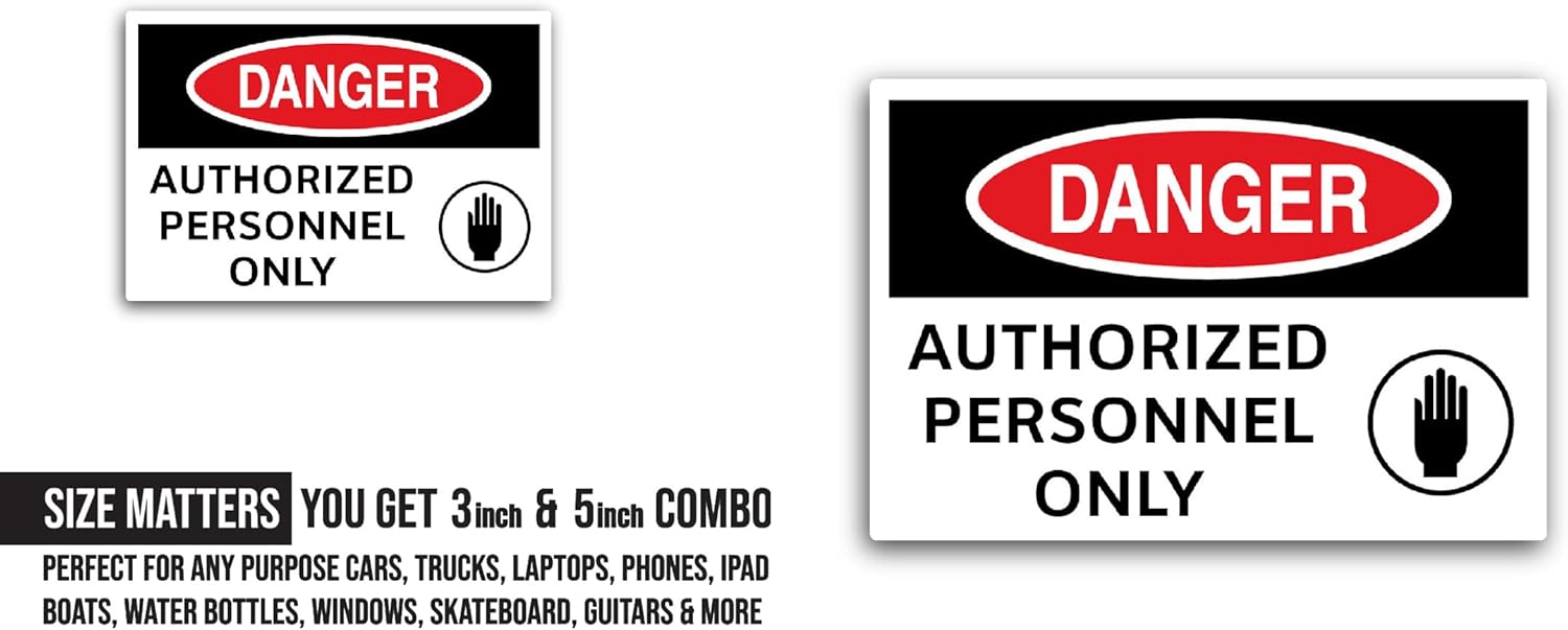 2 (Pieces) 3" and 5" Authorized Personnel 0nly Sticker, Waterproof Vinyl Decals for Many Purpose Like Cars, Trucks, Laptops, Phones, Windows and More