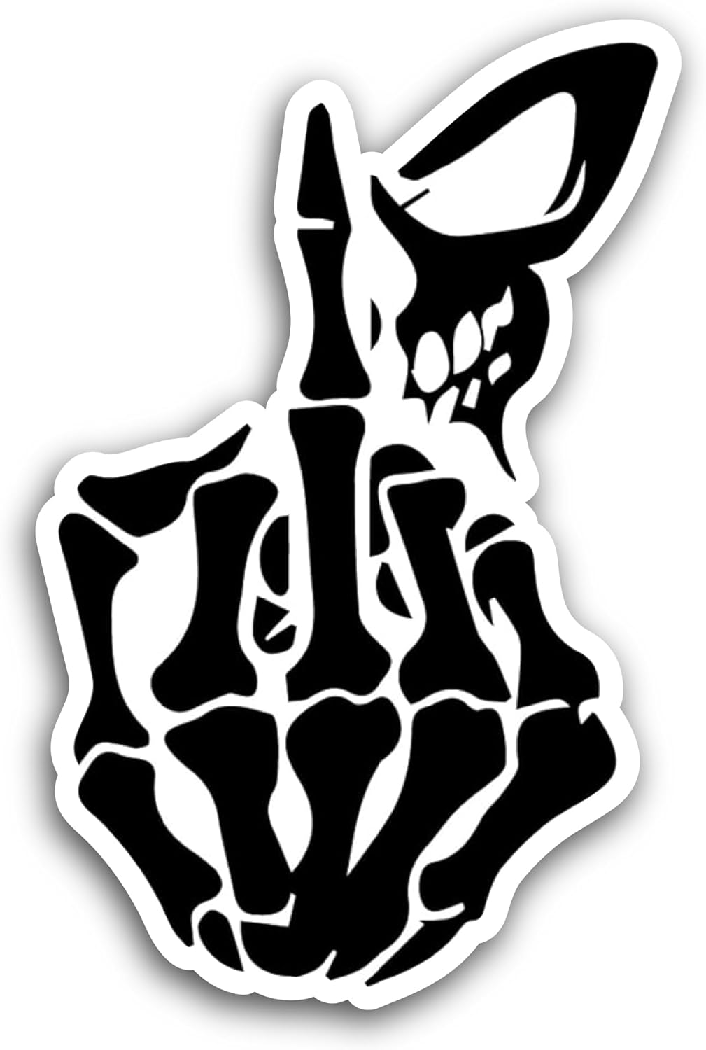 2 (Pieces) 3" and 5" Skeleton Middle Finger Sticker, Waterproof Vinyl Decals for Many Purpose Like Cars, Trucks, Laptops, Phones, Windows and More