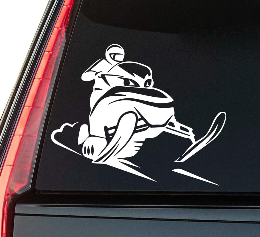 Snowmobile and Rider Window Vinyl Decal Sticker 6" (White), Waterproof Vinyl Decals for Many Purpose Like Cars, Trucks, Laptops, Phones, Windows and More (Copy)