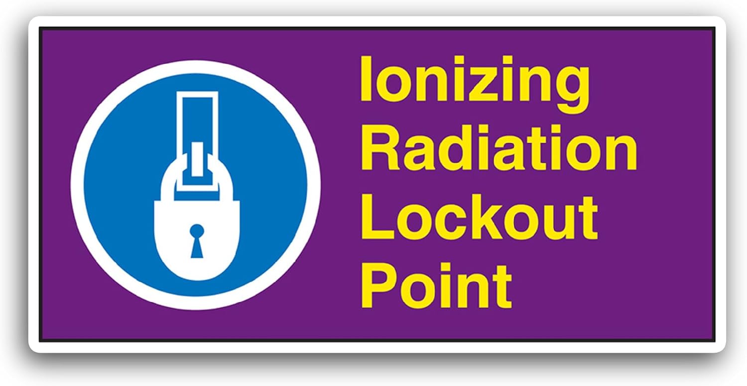 2 (Pieces) 3" and 5" Ionizing Radiation Lockout Point Sticker, Waterproof Vinyl Decals for Many Purpose Like Cars, Trucks, Laptops, Phones, Windows and More