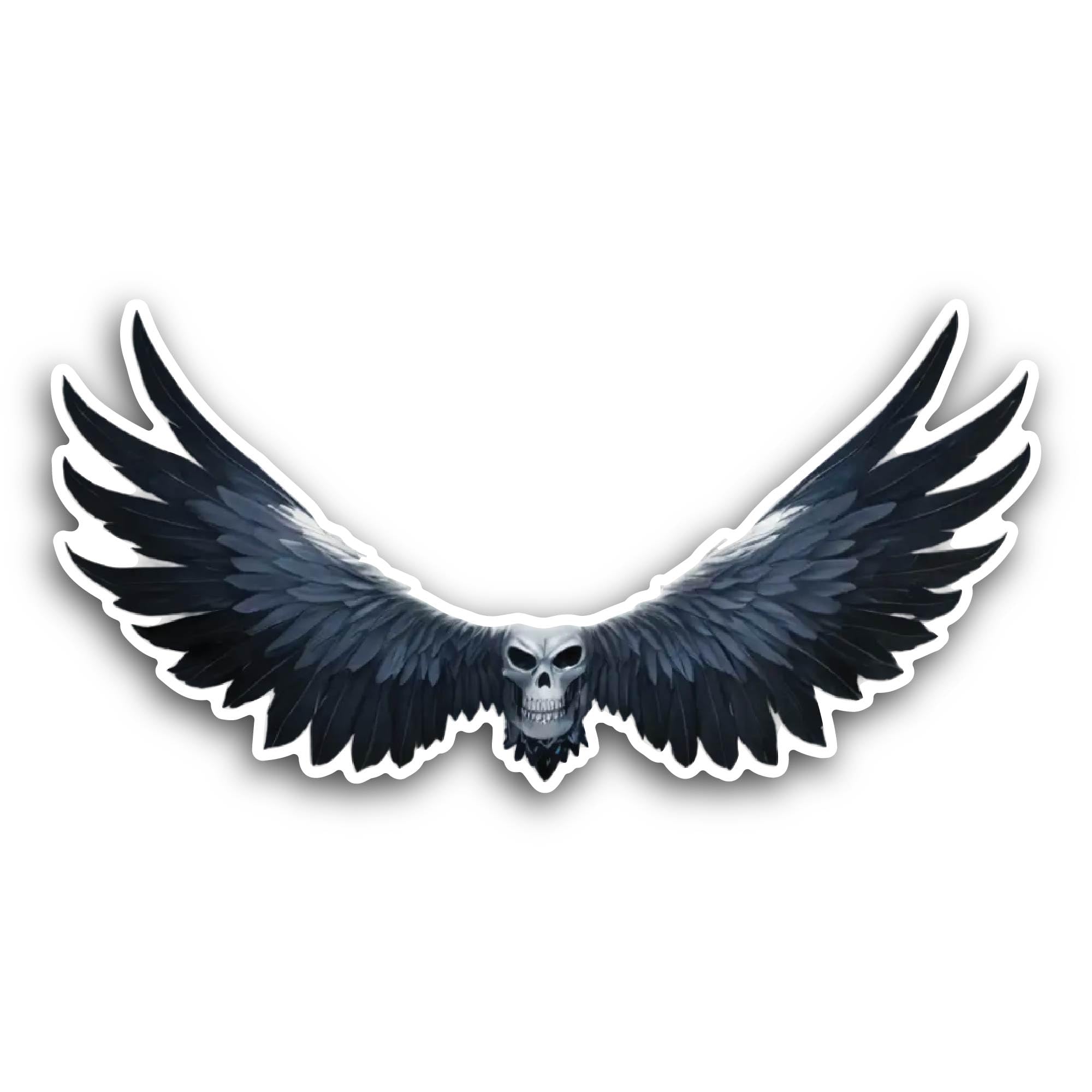 2 (Pieces) 3" and 5" Skull Head with Wings Sticker, Waterproof Vinyl Decals for Many Purpose Like Ca