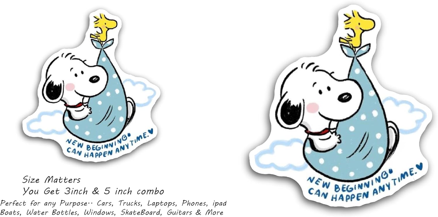 2 (Pieces) 3" and 5" SN00PY Cartoon Sticker, Waterproof Vinyl Decals for Many Purpose Like Cars, Trucks, Laptops, Phones, Windows and More