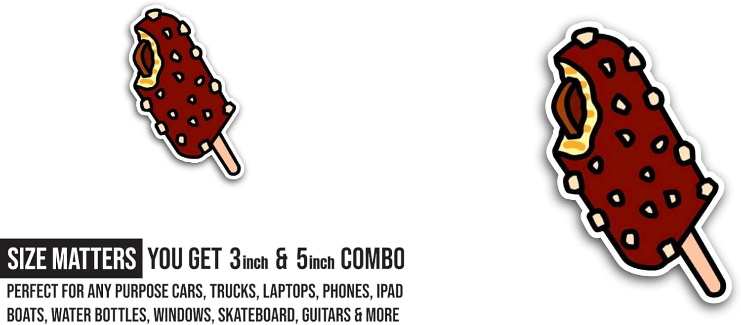 2 (Pieces) 3" and 5" Brown Ice Cream Sticker, Waterproof Vinyl Decals for Many Purpose Like Cars, Trucks, Laptops, Phones, Windows and More