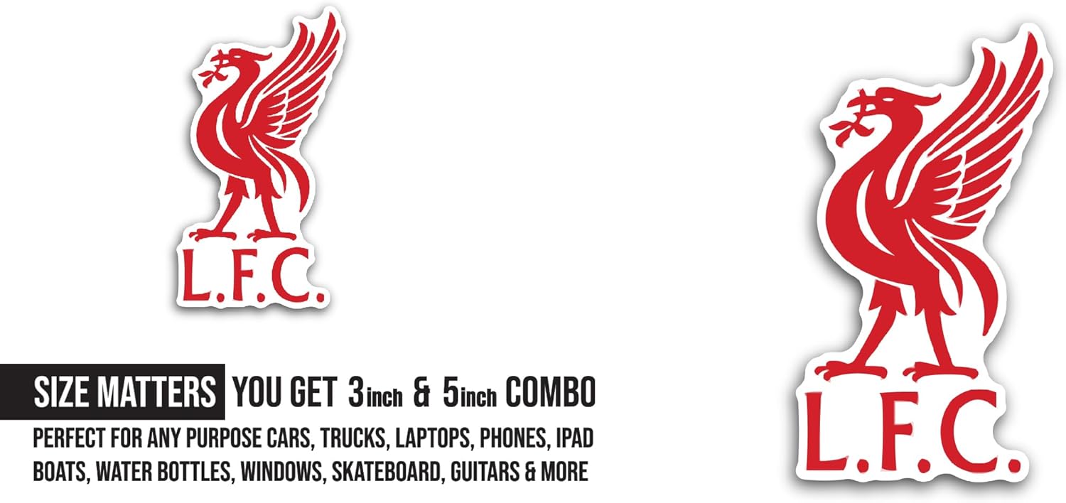 2 (Pieces) 3" and 5" Liverp00l F.C. Sticker, Waterproof Vinyl Decals for Many Purpose Like Cars, Trucks, Laptops, Phones, Windows and More