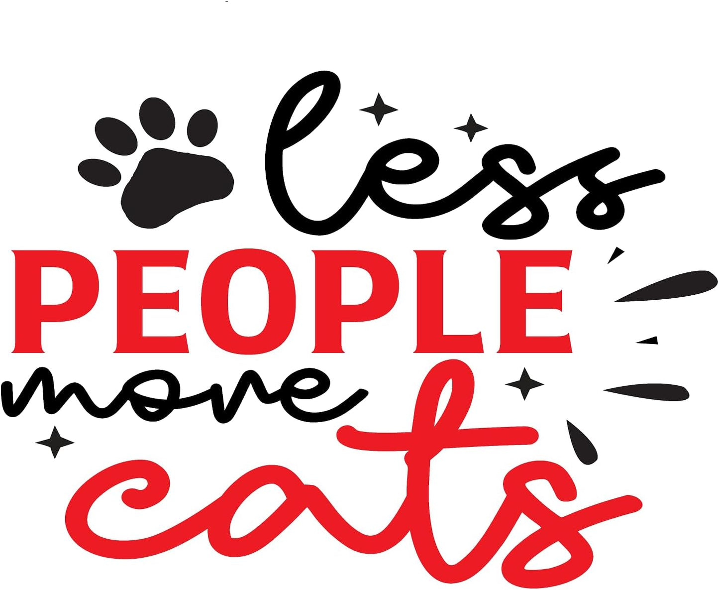 Inspirational Quote "Less People More Cats Great Sticker" Motivational Sticker Vinyl Decal Motivation Stickers- 5" Vinyl Sticker Waterproof