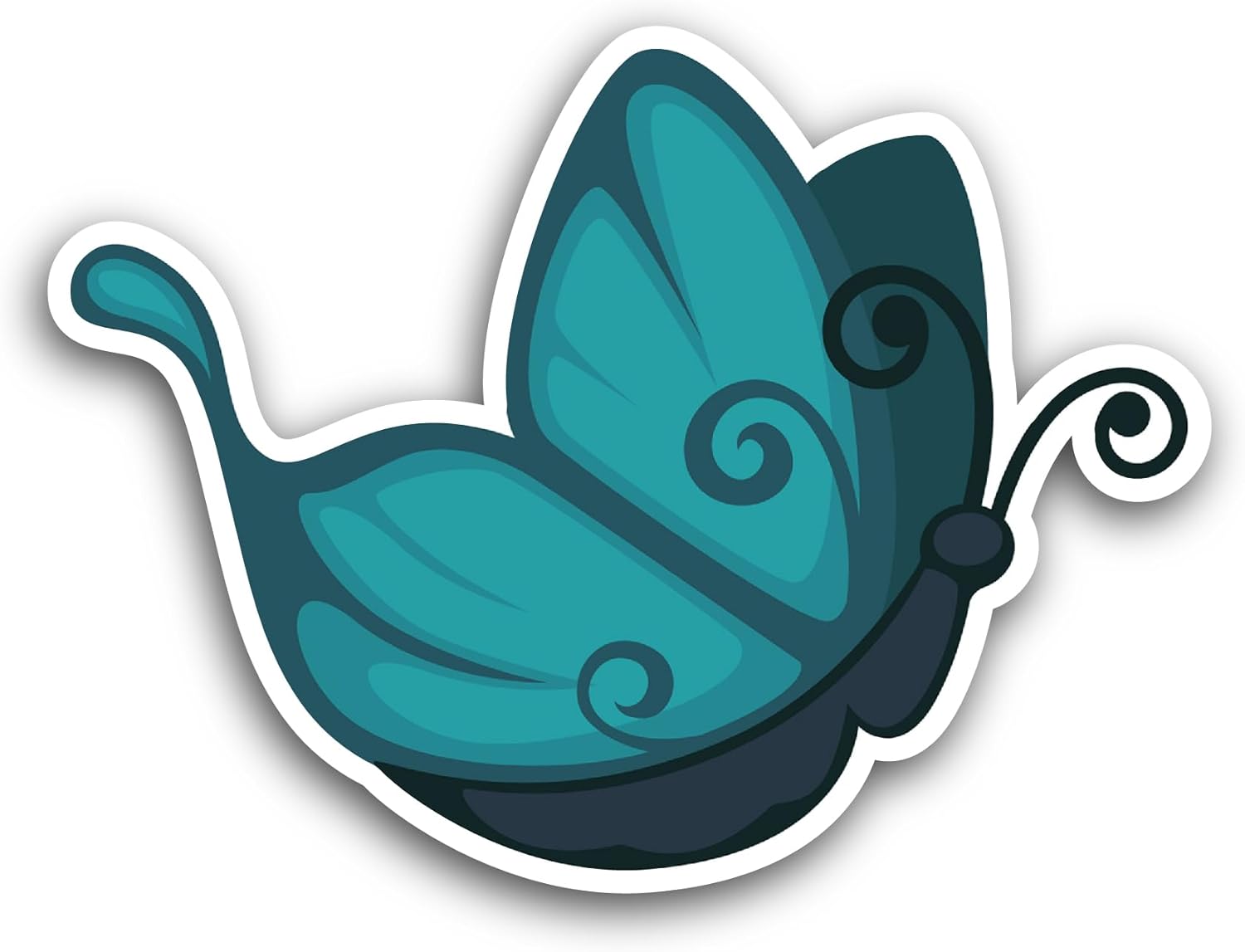 2 (Pieces) 3" and 5" Blue Butterfly Cartoon Sticker, Waterproof Vinyl Decals for Many Purpose Like Cars, Trucks, Laptops, Phones, Windows and More