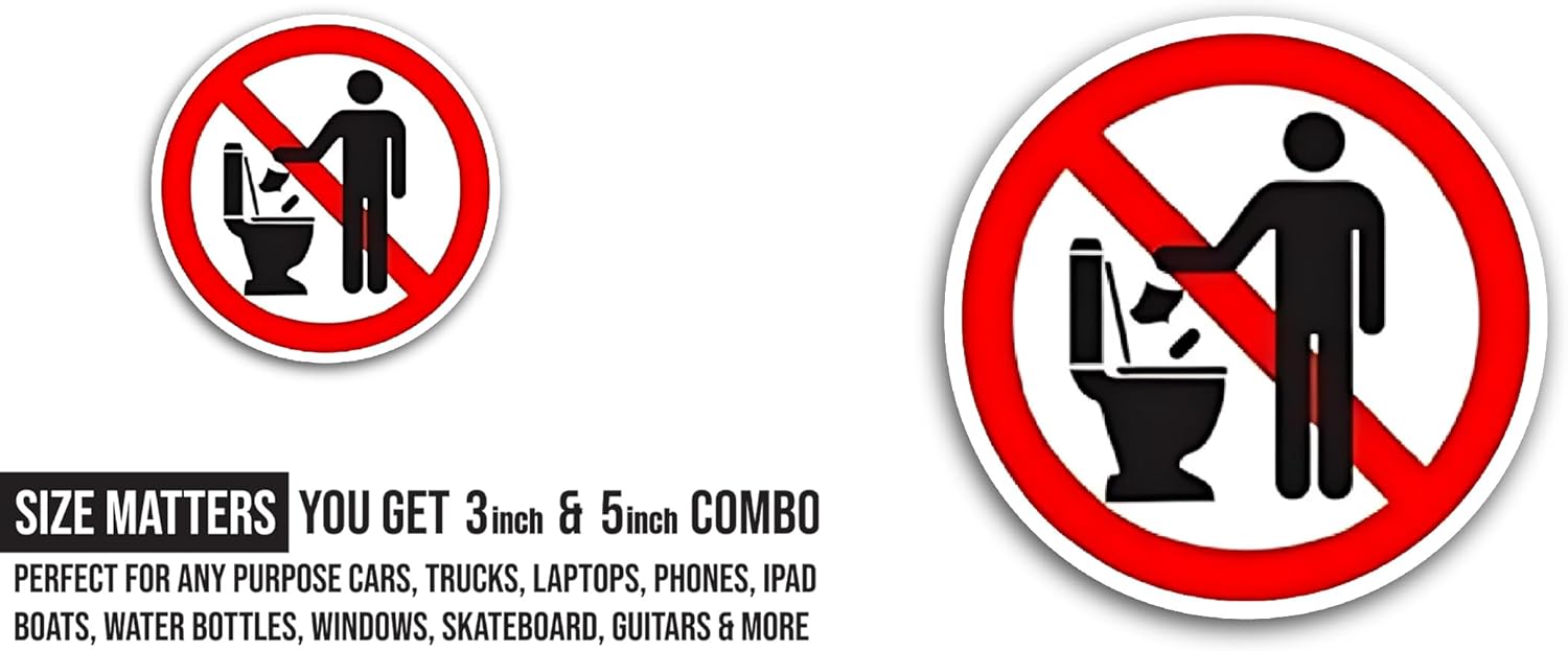2 (Pieces) 3" and 5" Do Not Litter Toilet Sticker, Waterproof Vinyl Decals for Many Purpose Like Cars, Trucks, Laptops, Phones, Windows and More