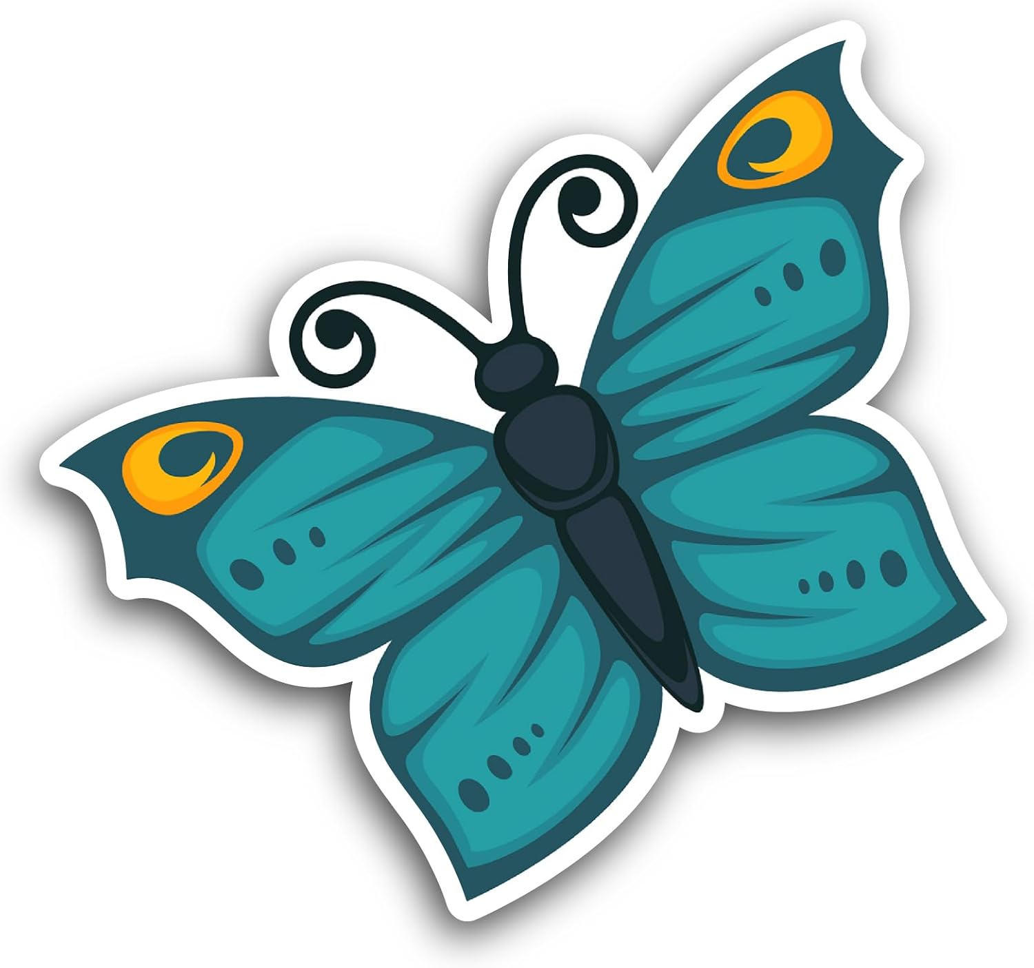 2 (Pieces) 3" and 5" Beautiful Blue Butterfly Sticker, Waterproof Vinyl Decals for Many Purpose Like Cars, Trucks, Laptops, Phones, Windows and More